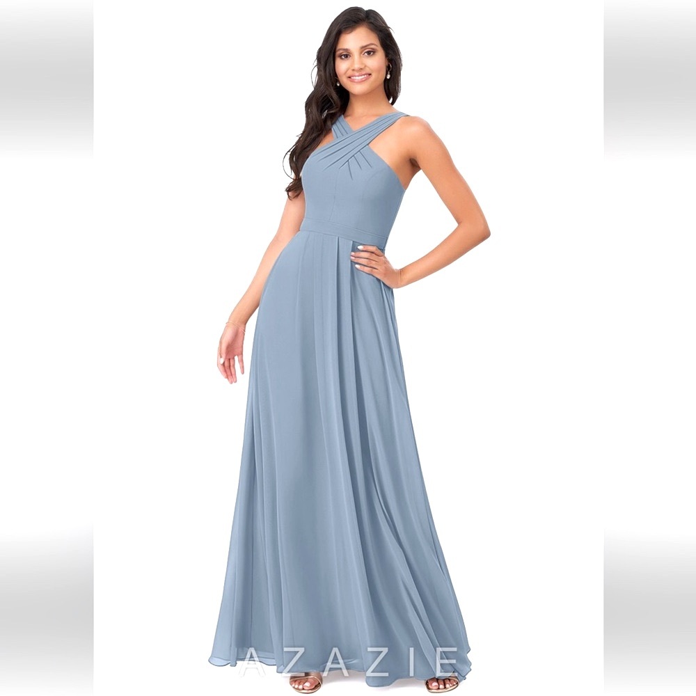 Azazie Dusty Blue Bridesmaid or Prom Dress style Dixie BRAND NEW